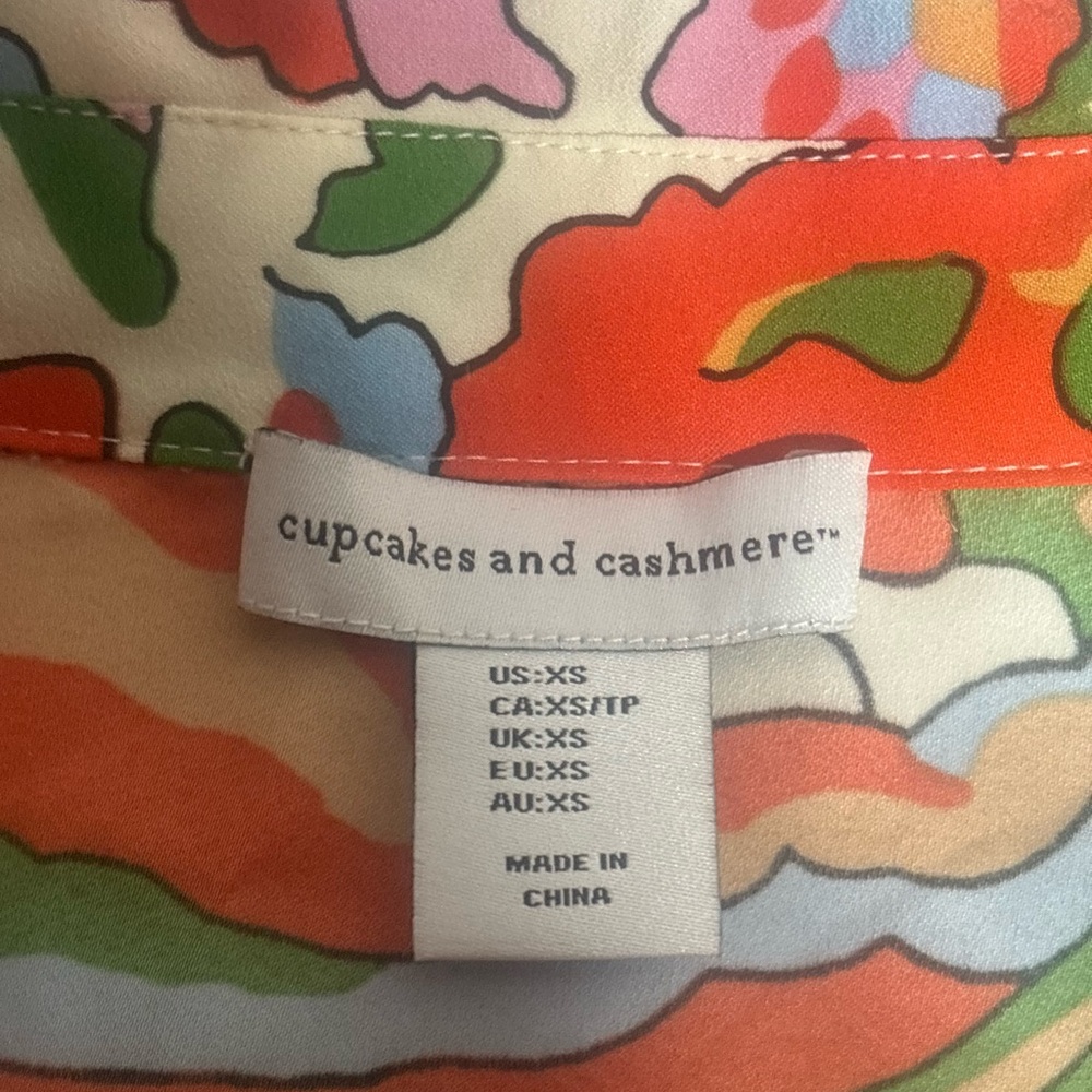 cupcakes & cashmere Multicolor Floral Paisley Tie Front Cropped Blouse Size : XS - Picture 10 of 16
